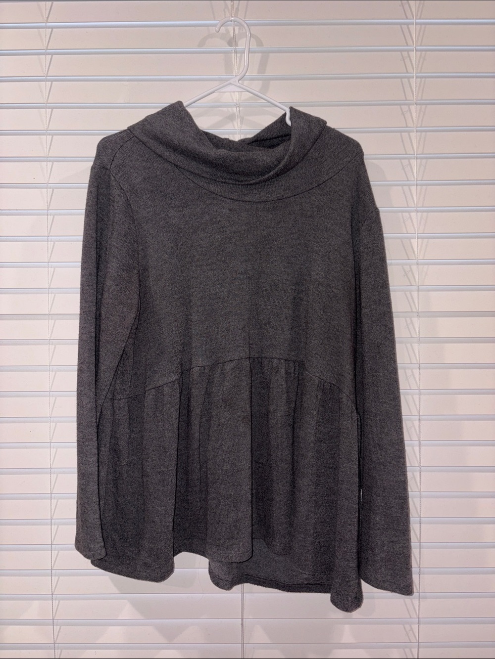 Maurices Charcoal Gray Cowl Neck Peplum Sweater